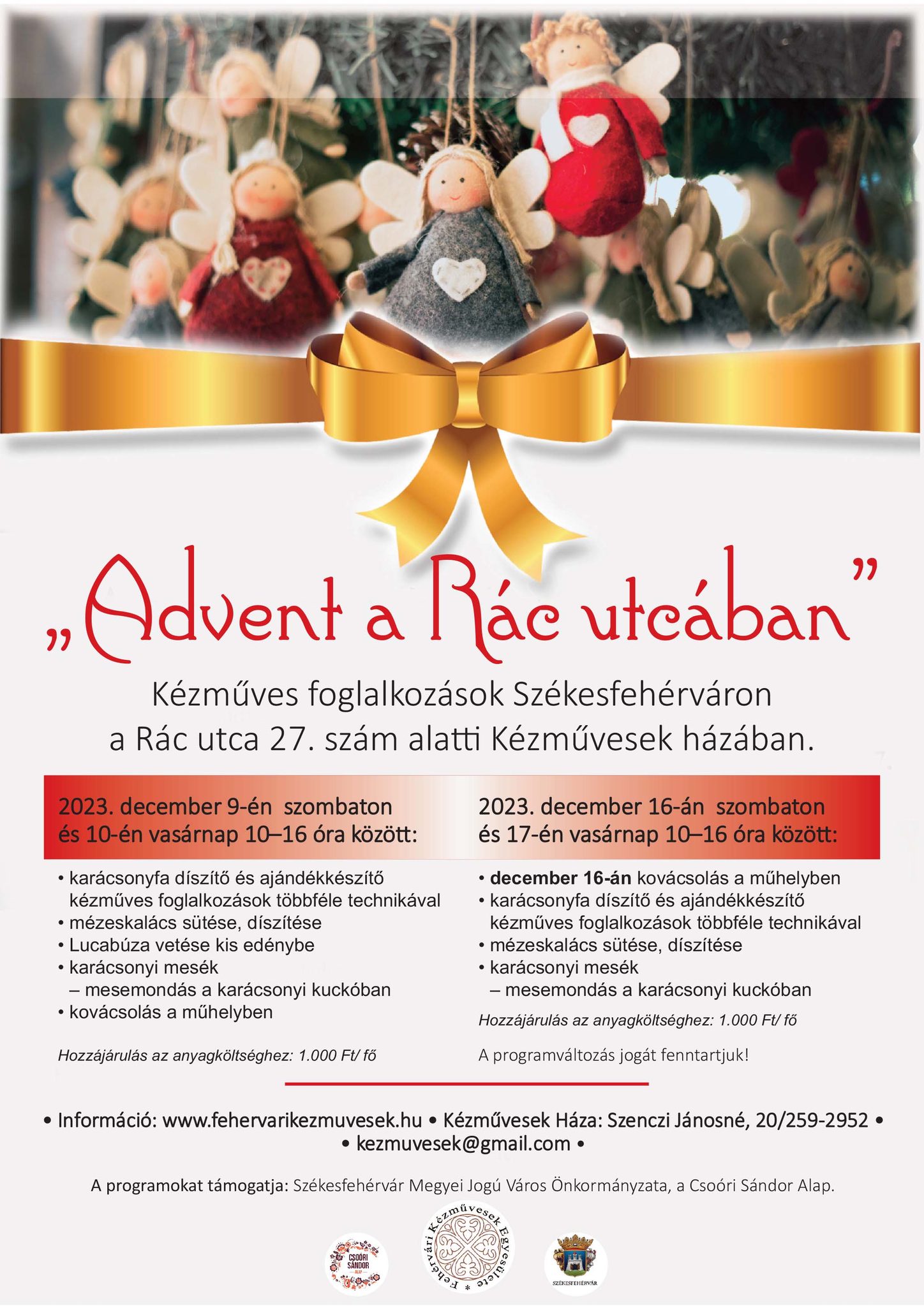 Két hétvégén át tart az Advent a Rác utcában kreatív programsorozat